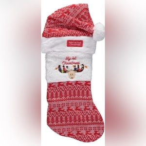 Little Me Babys First Christmas Hat and Stocking Set with Faux Fur Trim